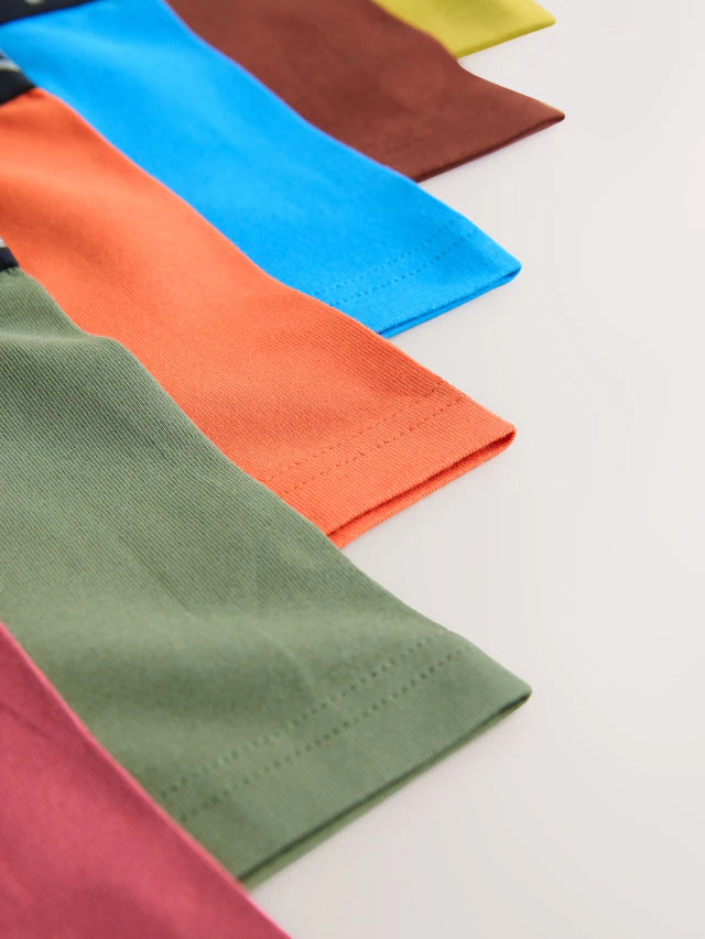 |BigBoy| Pacote Com 7 Shorts Multicoloridos e Cós Preto (2 a 16 anos)