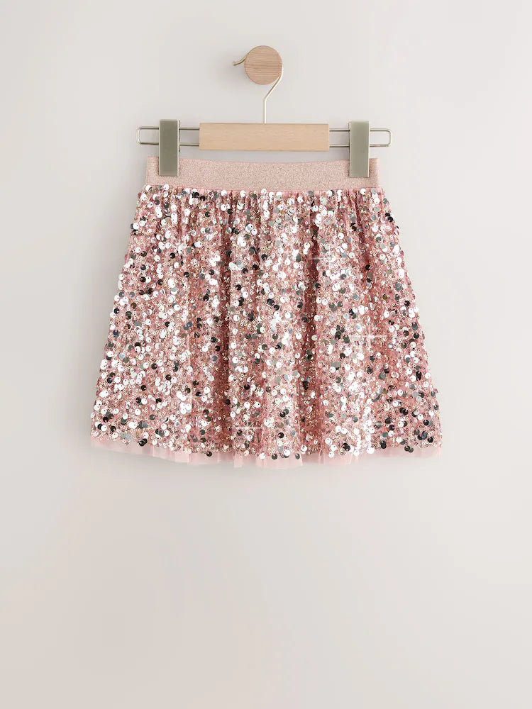 |BigGirl| Saia Bolha Com Lantejoulas Douradas Champanhe (3-16 anos)