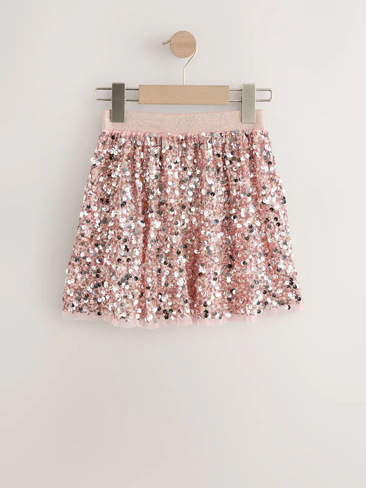 |BigGirl| Saia Bolha Com Lantejoulas Douradas Champanhe (3-16 anos)