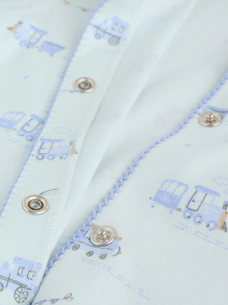 |BabyBoy| Pacote Com 3 Macacões Bordados Para Bebês, Branco/Azul