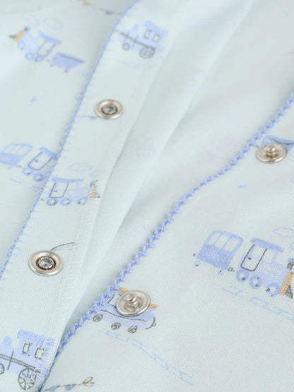 |BabyBoy| Pacote Com 3 Macacões Bordados Para Bebês, Branco/Azul