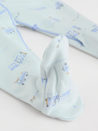 |BabyBoy| Pacote Com 3 Macacões Bordados Para Bebês, Branco/Azul