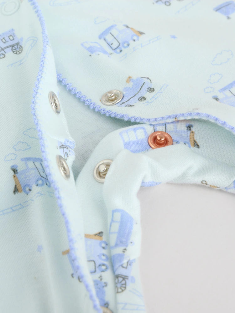 |BabyBoy| Pacote Com 3 Macacões Bordados Para Bebês, Branco/Azul