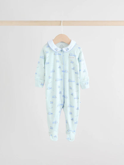 |BabyBoy| Pacote Com 3 Macacões Bordados Para Bebês, Branco/Azul