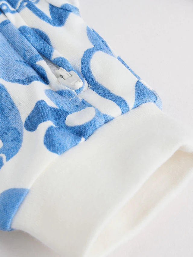 |BabyGirl| Macacão De Dormir Sem Pé Para Bebê, Azul, 100% Algodão, Com Zíper Bidirecional, pacote com 3 (0 meses a 3 anos)