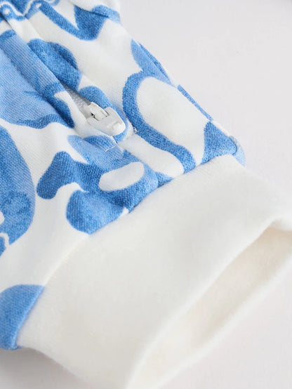 |BabyGirl| Macacão De Dormir Sem Pé Para Bebê, Azul, 100% Algodão, Com Zíper Bidirecional, pacote com 3 (0 meses a 3 anos)