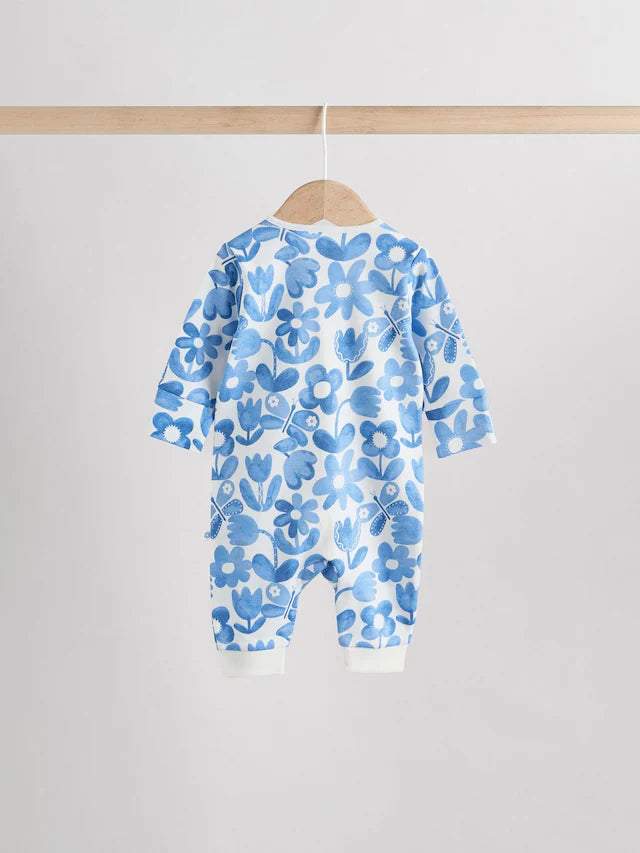 |BabyGirl| Macacão De Dormir Sem Pé Para Bebê, Azul, 100% Algodão, Com Zíper Bidirecional, pacote com 3 (0 meses a 3 anos)