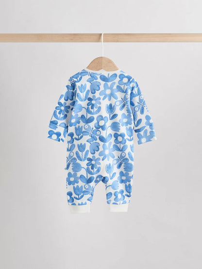 |BabyGirl| Macacão De Dormir Sem Pé Para Bebê, Azul, 100% Algodão, Com Zíper Bidirecional, pacote com 3 (0 meses a 3 anos)