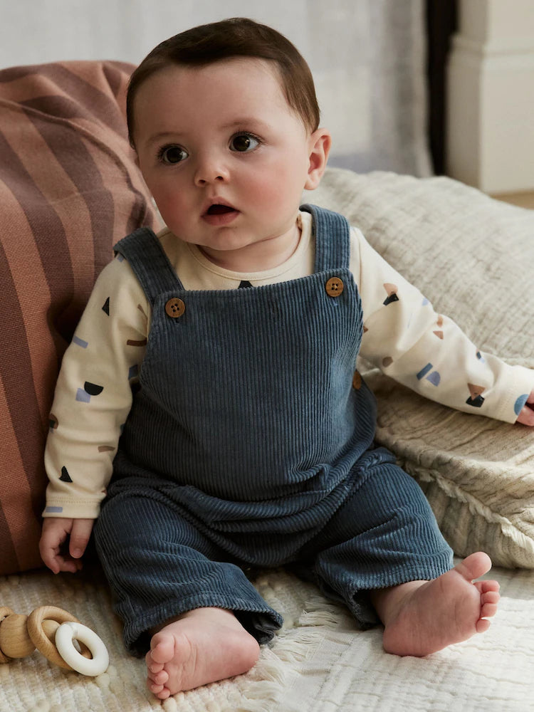 |BabyBoy| Conjunto De Macacão e Body Azul Médio Para Bebê (0 meses a 2 anos)
