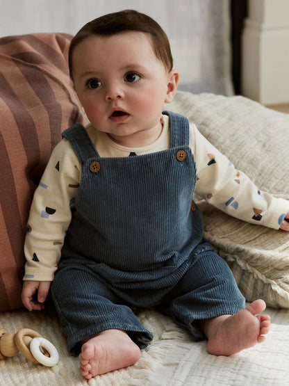 |BabyBoy| Conjunto De Macacão e Body Azul Médio Para Bebê (0 meses a 2 anos)