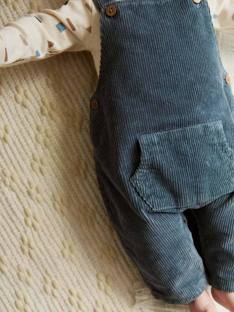 |BabyBoy| Conjunto De Macacão e Body Azul Médio Para Bebê (0 meses a 2 anos)