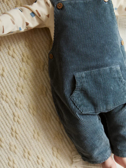 |BabyBoy| Conjunto De Macacão e Body Azul Médio Para Bebê (0 meses a 2 anos)