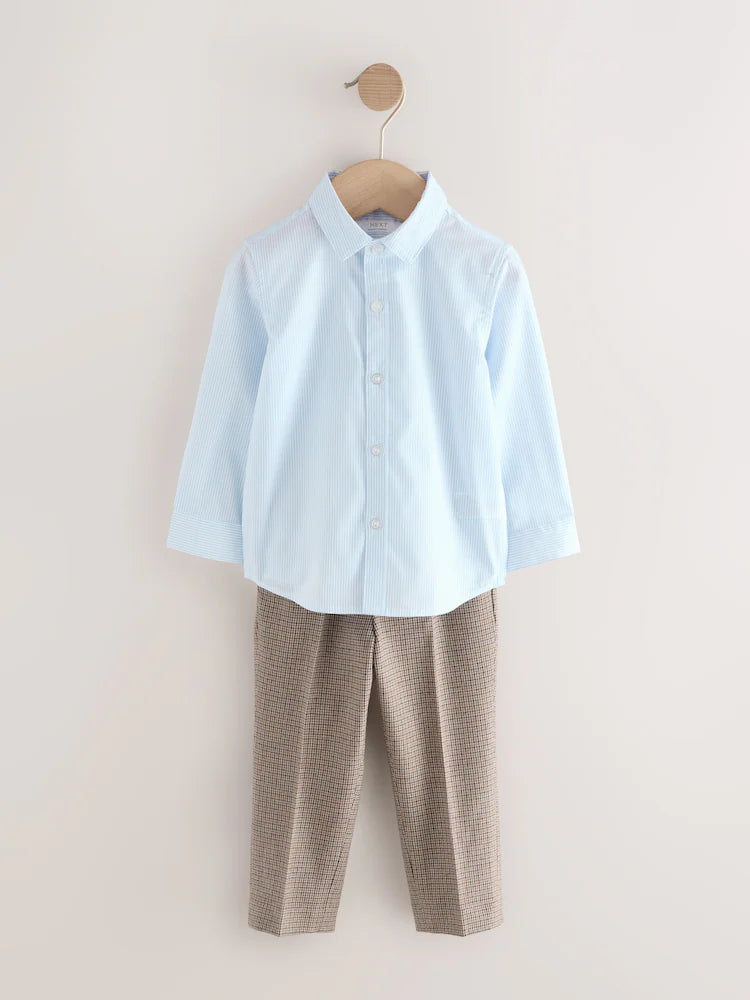 |Boy| Conjunto De Blazer, Camisa e Calça De Veludo Cotelê Azul Marinho (3 meses a 9 anos)