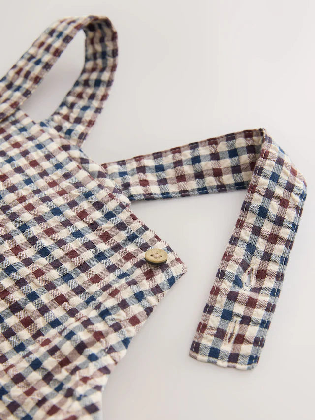 |Girl| Vestido Avental Xadrez Neutro Com Bainha Bolha (3 meses a 8 anos)