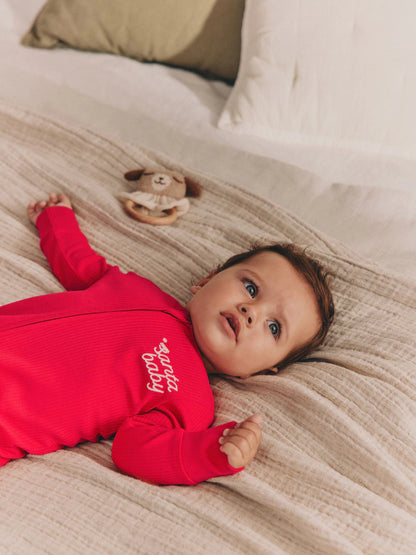 |BabyBoy| Macacão De Dormir Vermelho Para Bebê Com Papai Noel (0 meses a 3 anos)