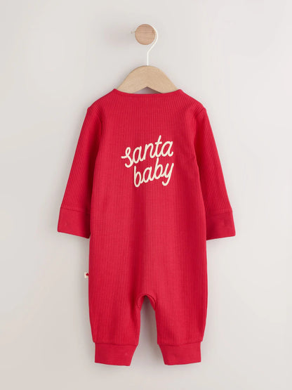 |BabyBoy| Macacão De Dormir Vermelho Para Bebê Com Papai Noel (0 meses a 3 anos)