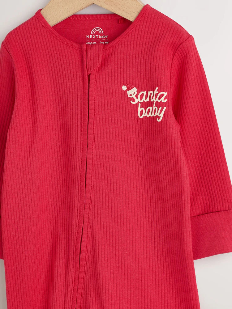 |BabyBoy| Macacão De Dormir Vermelho Para Bebê Com Papai Noel (0 meses a 3 anos)