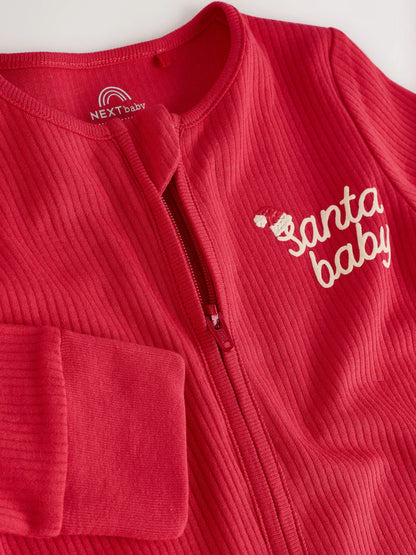 |BabyBoy| Macacão De Dormir Vermelho Para Bebê Com Papai Noel (0 meses a 3 anos)