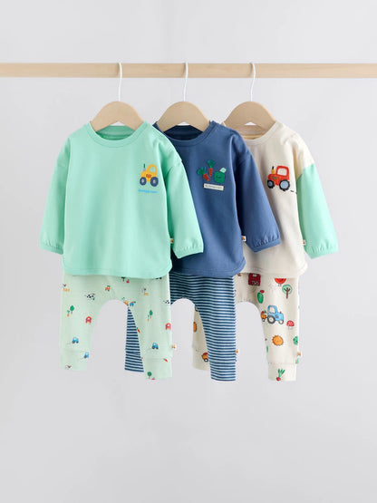 |BabyBoy| Conjunto De 6 Peças De Blusas e Leggings Bright Farm Para Bebês (0 meses a 3 anos)