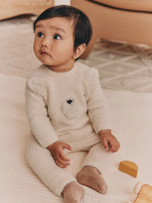 |BabyGirl| Conjunto De Suéter e Leggings De Tricô Neutral Bear Baby (0 meses a 2 anos)
