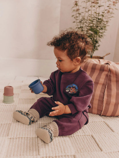 |BabyBoy| Conjunto De Moletom e Calça De Moletom Para Bebê, Vermelho, Urso, Bordô (0 meses a 2 anos)