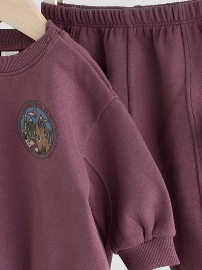 |BabyBoy| Conjunto De Moletom e Calça De Moletom Para Bebê, Vermelho, Urso, Bordô (0 meses a 2 anos)