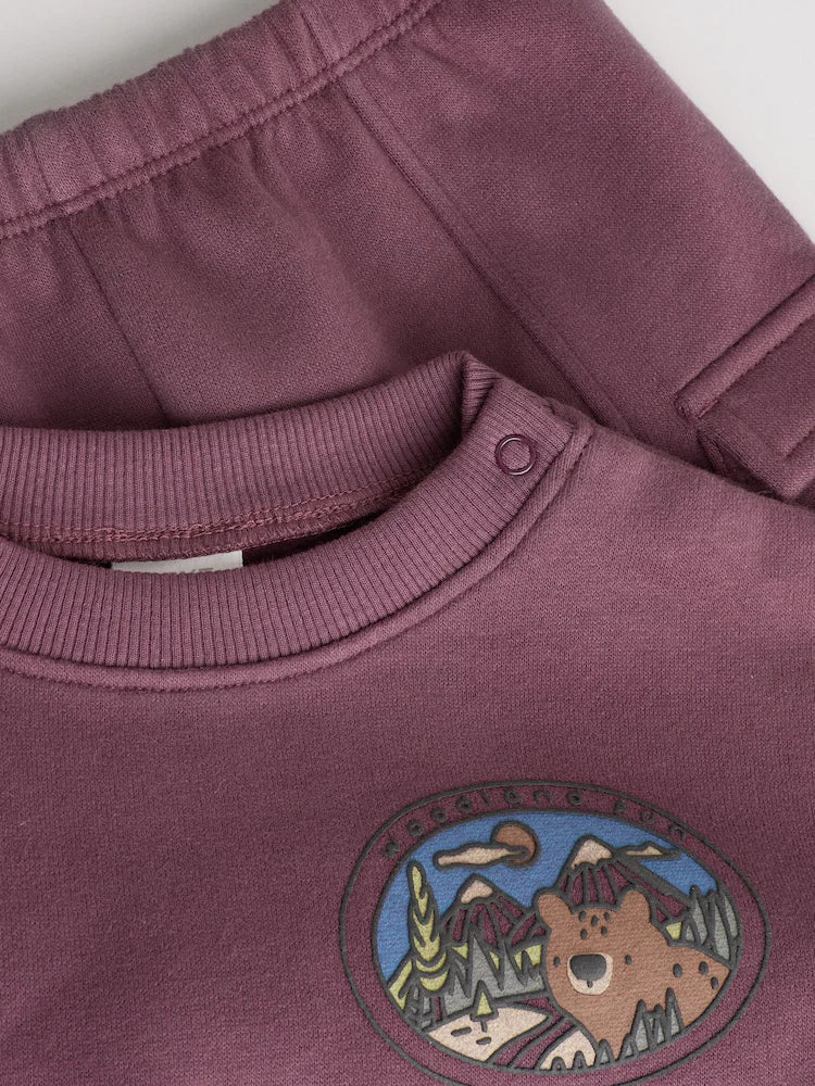 |BabyBoy| Conjunto De Moletom e Calça De Moletom Para Bebê, Vermelho, Urso, Bordô (0 meses a 2 anos)