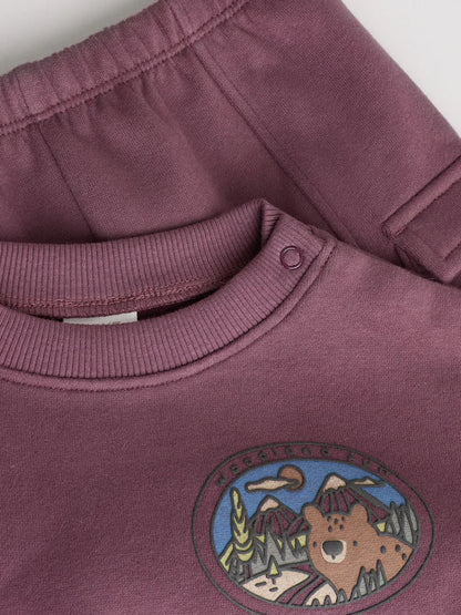 |BabyBoy| Conjunto De Moletom e Calça De Moletom Para Bebê, Vermelho, Urso, Bordô (0 meses a 2 anos)