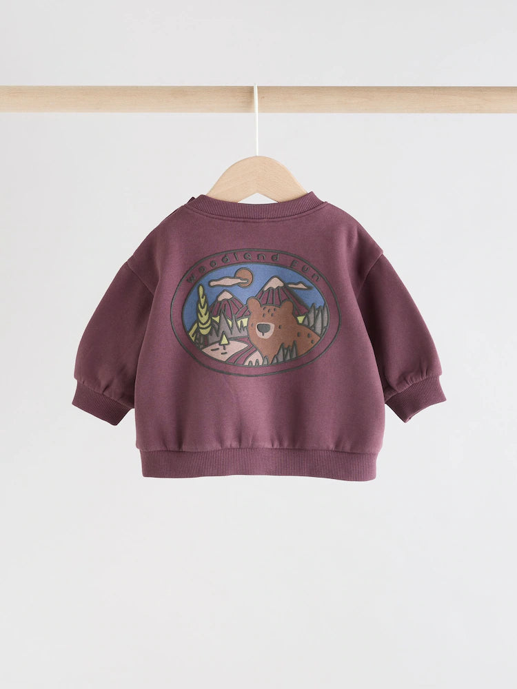 |BabyBoy| Conjunto De Moletom e Calça De Moletom Para Bebê, Vermelho, Urso, Bordô (0 meses a 2 anos)