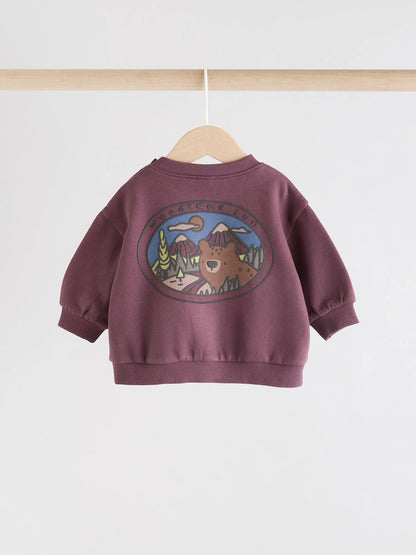 |BabyBoy| Conjunto De Moletom e Calça De Moletom Para Bebê, Vermelho, Urso, Bordô (0 meses a 2 anos)