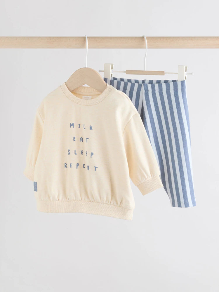 |BabyBoy| Conjunto De Blusa e Leggings Azul Para Bebê (0-18 meses)