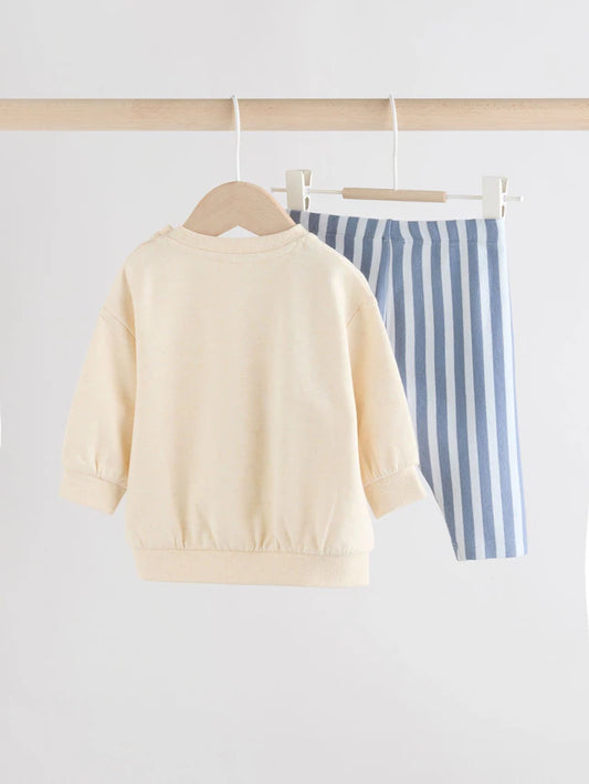 |BabyBoy| Conjunto De Blusa e Leggings Azul Para Bebê (0-18 meses)