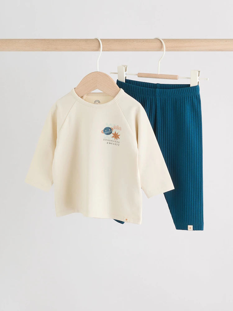 |BabyBoy| Conjunto De 2 Peças De Blusa e Leggings Blue Space Baby (0 meses a 3 anos)