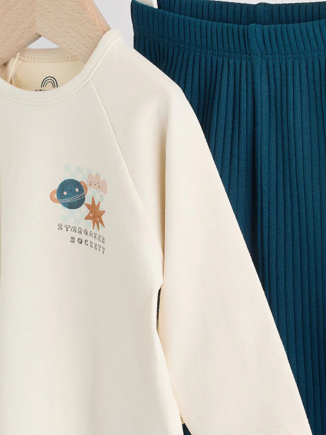 |BabyBoy| Conjunto De 2 Peças De Blusa e Leggings Blue Space Baby (0 meses a 3 anos)