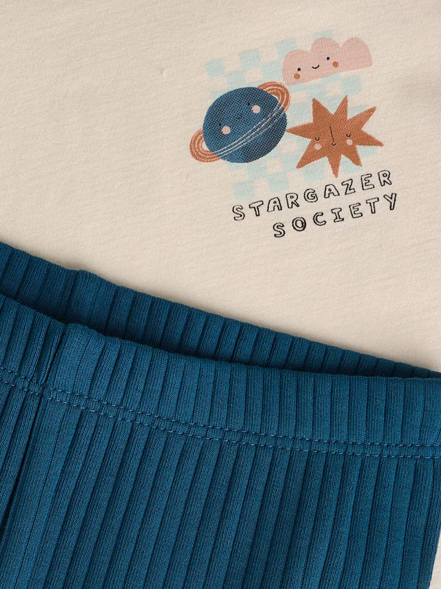 |BabyBoy| Conjunto De 2 Peças De Blusa e Leggings Blue Space Baby (0 meses a 3 anos)