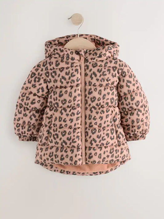|Girl| Casaco Acolchoado Com Capuz e Forro De Lã Marrom Resistente a Chuva (3 meses a 7 anos)