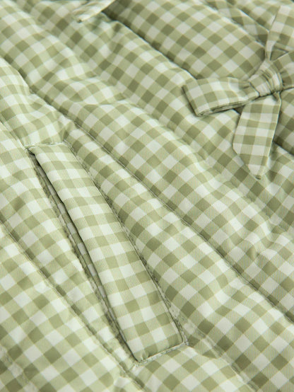 |Girl| Jaqueta Verde Resistente a Chuva Com Gola De Babados (3 meses a 7 anos)