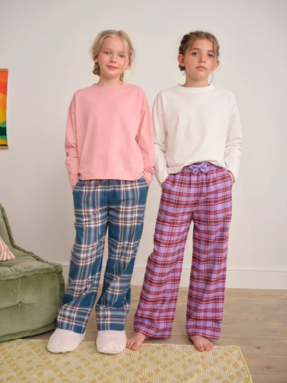 |BigGirl| Calças De Pijama Xadrez Verde/Rosa, Pacote com 2 (3-16 anos)