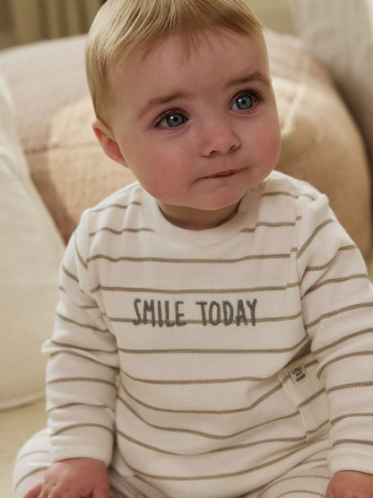 |BabyBoy| Conjunto De Colete e Leggings Listrados Brancos Para Bebê (0 meses a 2 anos)
