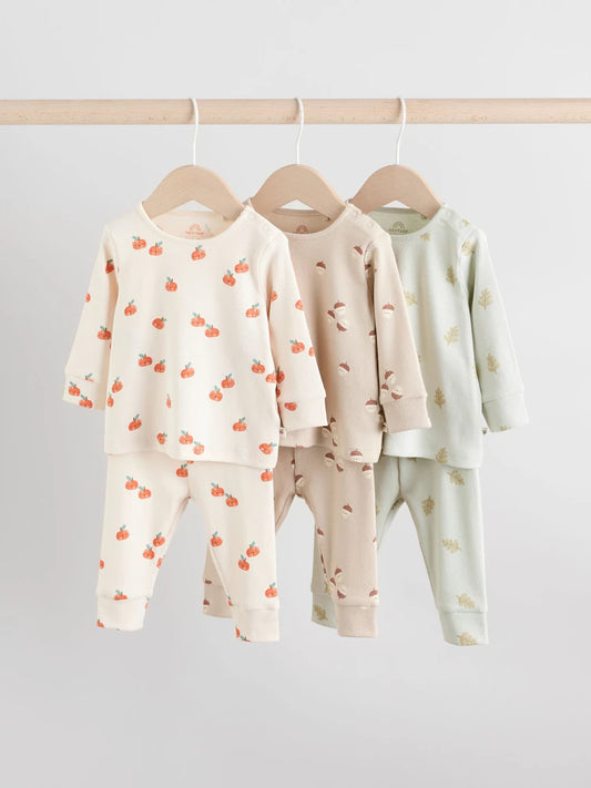 |BabyBoy| Conjunto De 6 Peças De Blusa e Leggings Com Estampa Outonal Verde/Neutra Para bebê (0 meses a 2 anos)