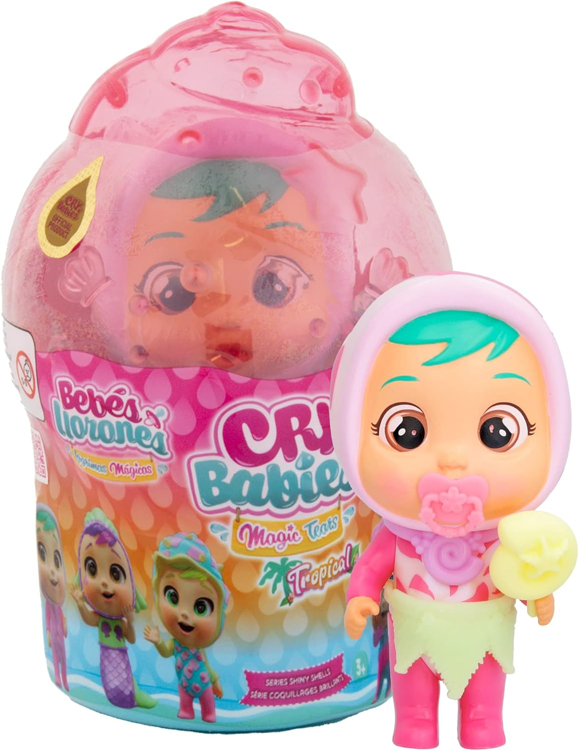 CRY BABIES MAGIC TEARS Conchas tropicais brilhantes e arenosas | Boneca colecionável que chora Lágrimas Espumosas com 8 Acessórios - Brinquedo para Meninas e Meninos +3 Anos