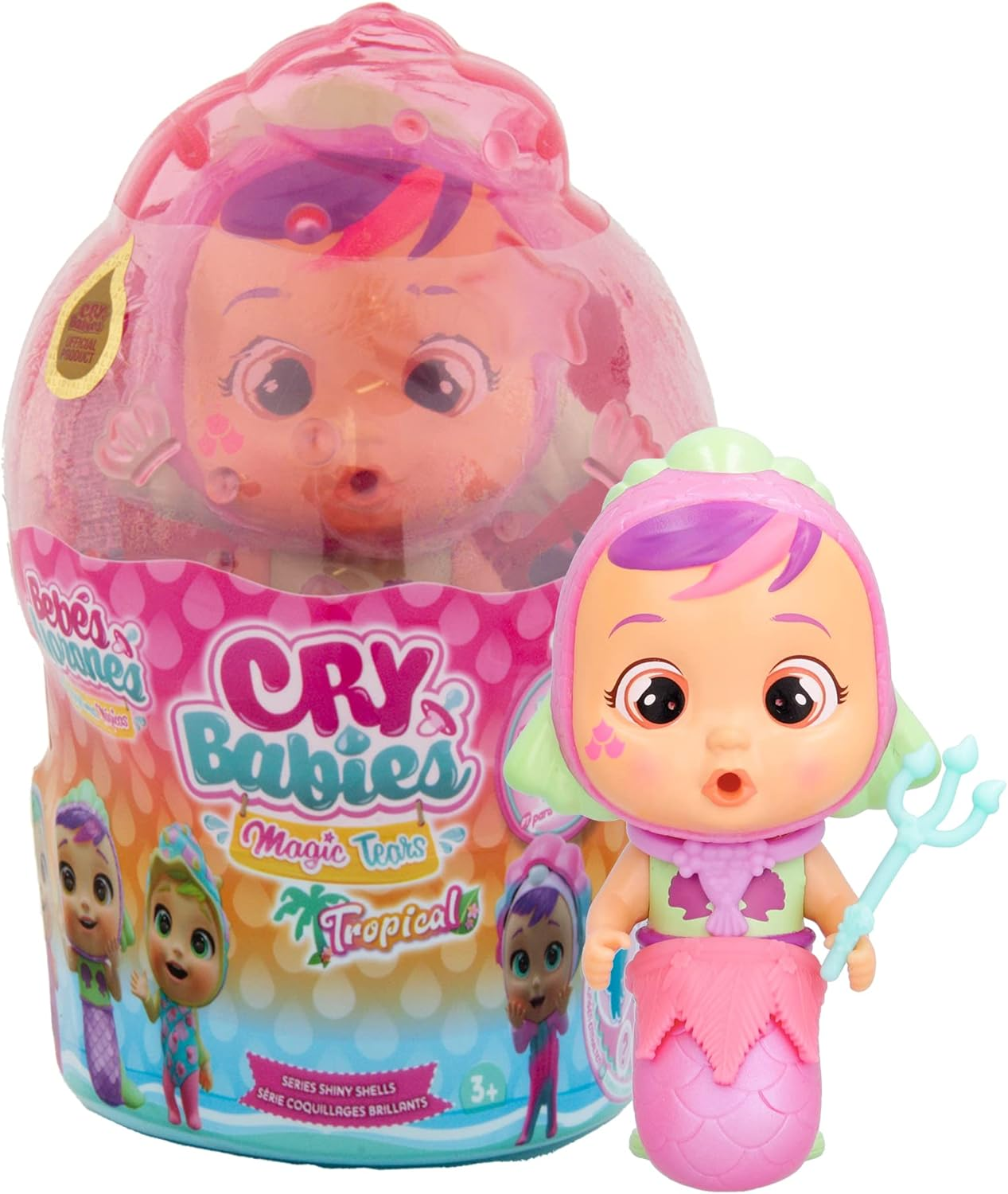CRY BABIES MAGIC TEARS Conchas tropicais brilhantes e arenosas | Boneca colecionável que chora Lágrimas Espumosas com 8 Acessórios - Brinquedo para Meninas e Meninos +3 Anos