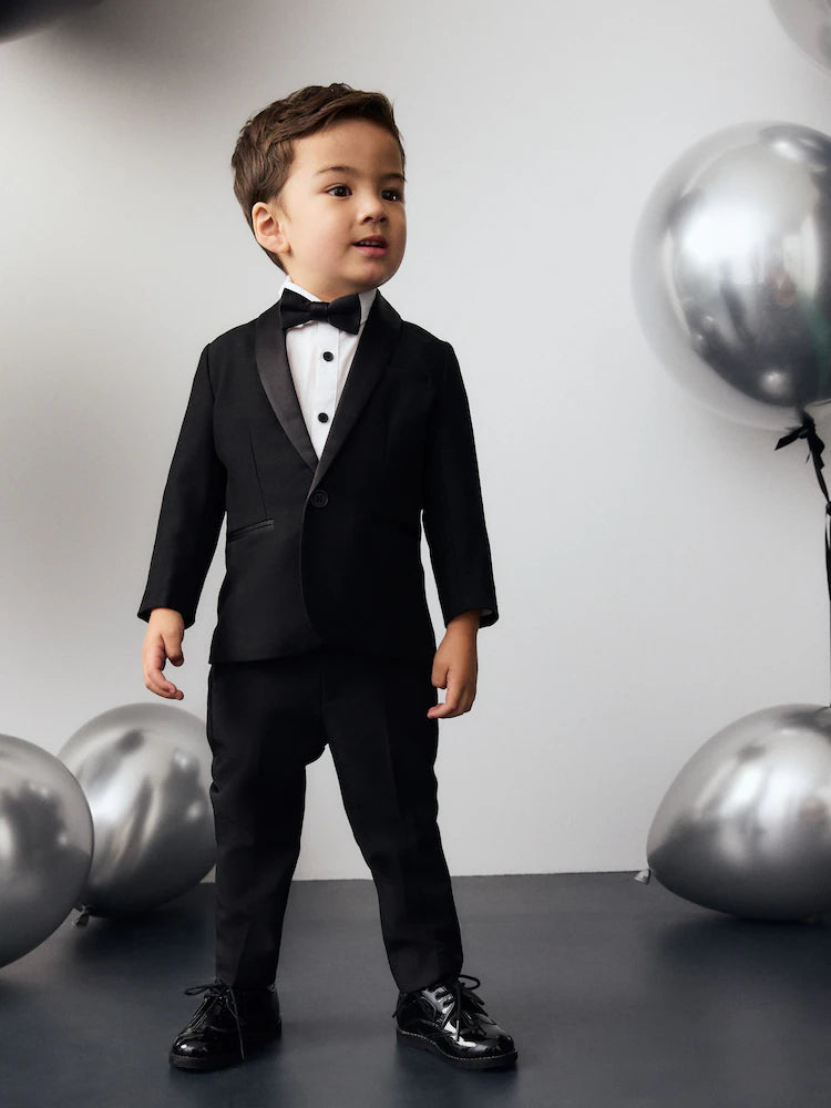 |Boy| Conjunto De Blazer Preto, Camisa, Calça e Gravata Borboleta (3 meses a 9 anos)