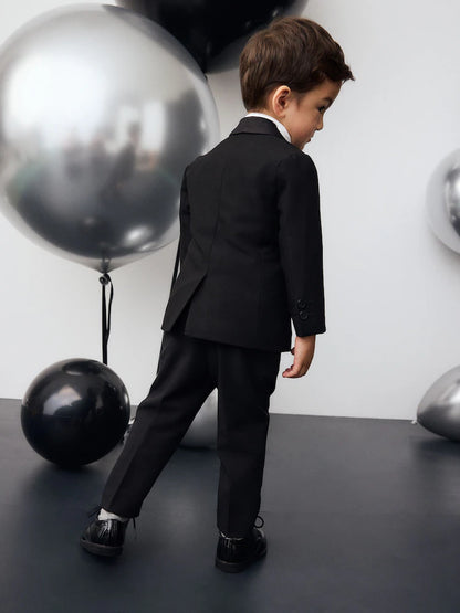 |Boy| Conjunto De Blazer Preto, Camisa, Calça e Gravata Borboleta (3 meses a 9 anos)