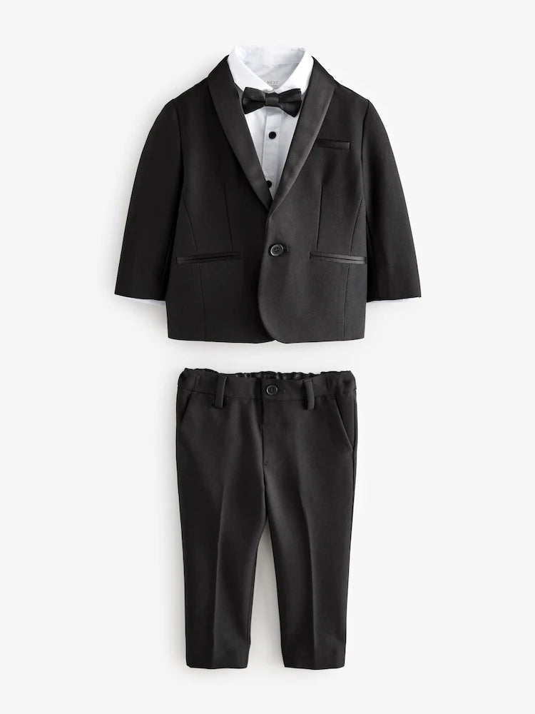 |Boy| Conjunto De Blazer Preto, Camisa, Calça e Gravata Borboleta (3 meses a 9 anos)