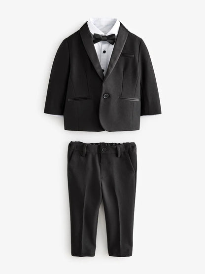 |Boy| Conjunto De Blazer Preto, Camisa, Calça e Gravata Borboleta (3 meses a 9 anos)