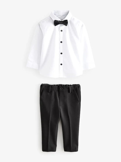 |Boy| Conjunto De Blazer Preto, Camisa, Calça e Gravata Borboleta (3 meses a 9 anos)