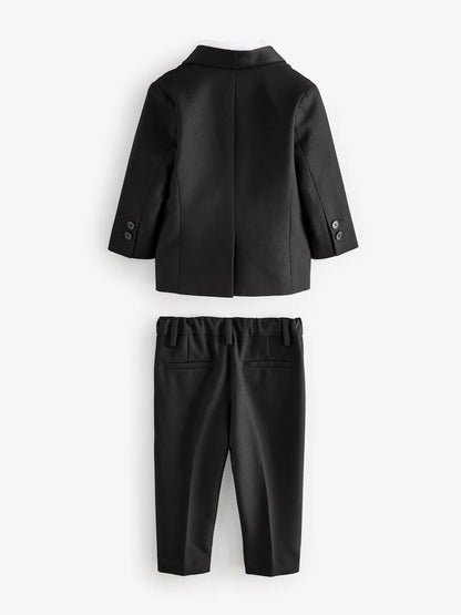 |Boy| Conjunto De Blazer Preto, Camisa, Calça e Gravata Borboleta (3 meses a 9 anos)