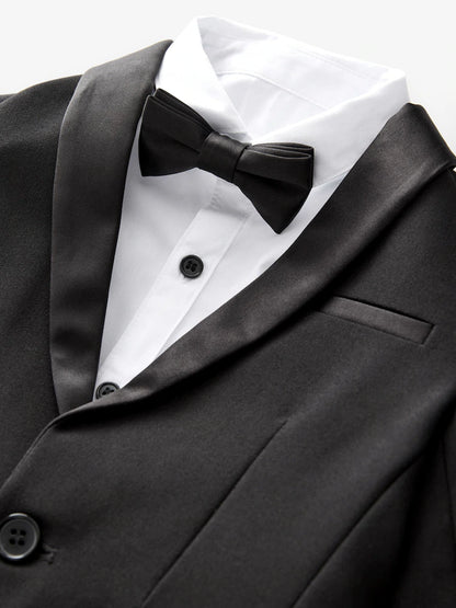 |Boy| Conjunto De Blazer Preto, Camisa, Calça e Gravata Borboleta (3 meses a 9 anos)