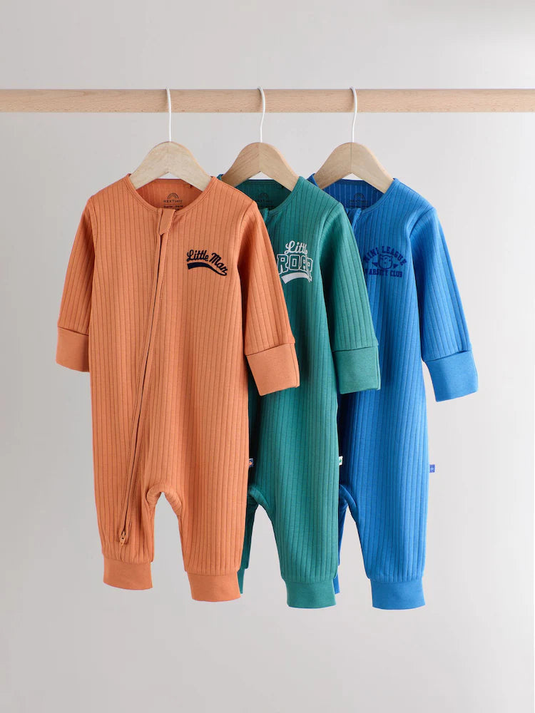 |BabyBoy| Multi Baby Two Way Zip Footless 100% Algodão Sleepsuits 3 Unidades (0 meses a 3 anos) (0 meses a 3 anos)